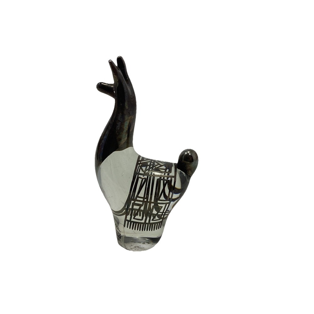Art Glass Llama Silver 990 Overlay Figurine Seclen Artesanos Peru 3.5"